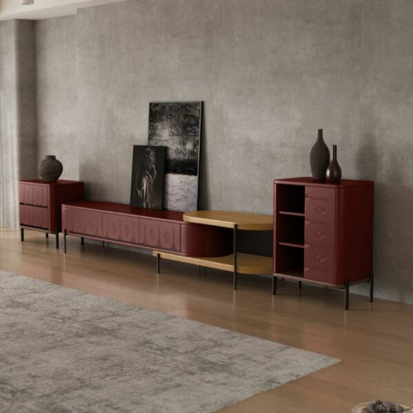 خزانة جانبية من مجموعة مفتاحة عسير - برغندي