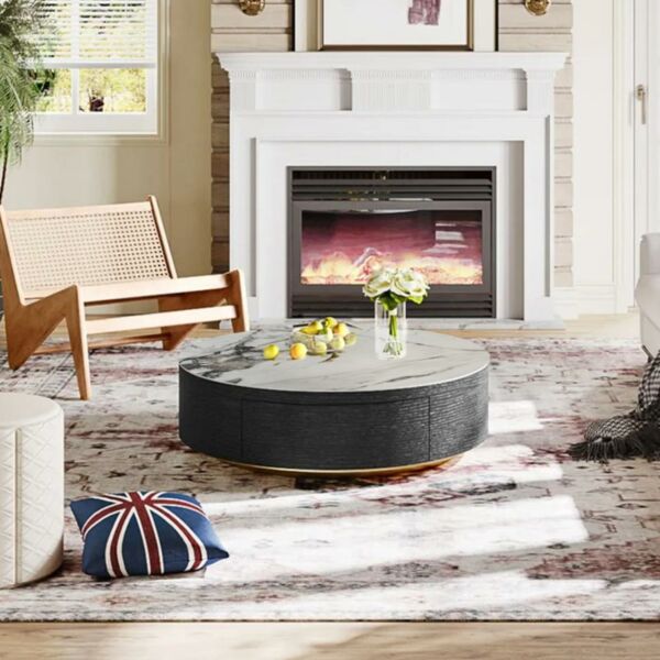 طاولة قهوة رومان 90 سم - اسود