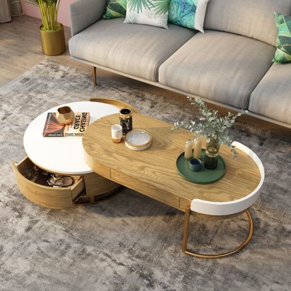 طاولة قهوة قطعتين ارام - بيج وابيض