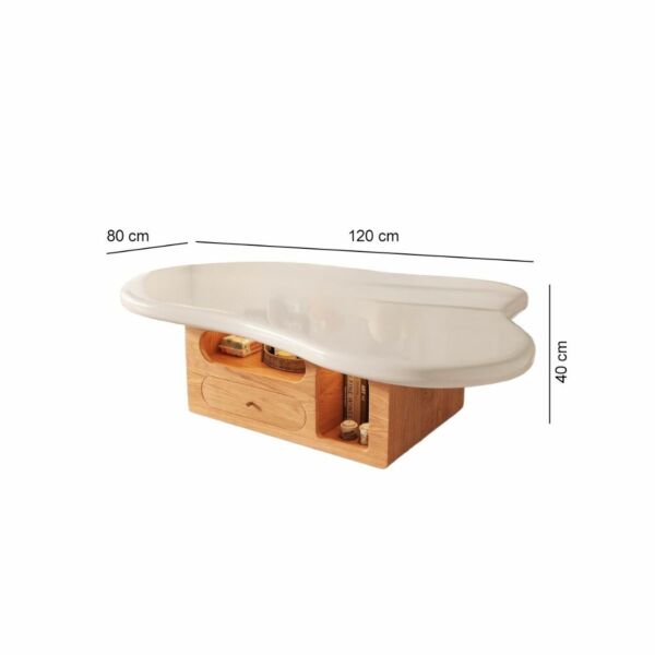 طاولة قهوة برينو - ابيض وخشبي فاتح