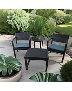 Narvin Plastic Outdoor Garden Set with A Table and Two Chairs - Black