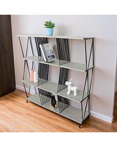 وحدة رفوف اليس خشب ماليزي 4 ادوار مقسم متعددة الإستخدام - رمادي   