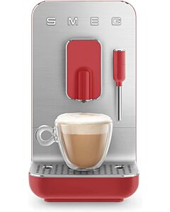 ماكينة تحضير القهوة الأوتوماتيكية سميج - طراز قديم ريترو مع صانعة رغوة و مطحنة قهوة مدمجة- أحمر