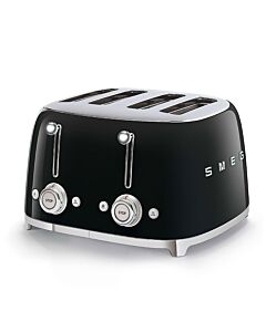 محمصة خبز سميج 4 شرائح عريضة تصميم عصري من ريترو الخمسينات - أسود