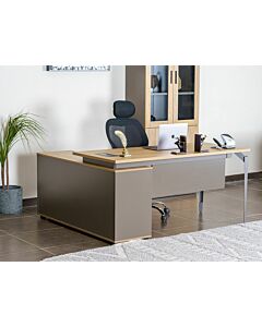 Miami Office Table With 160Cm Extension - Grey And Beige