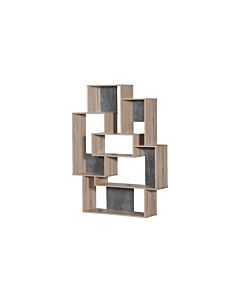 رفوف مكتبة تصميم مفتوح خشب ماليزي - بني خشبي ورمادي