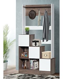 Michia Storage Unit Shelves and Drawers with Hanging Stand Malaysian Wood  Wooden  White