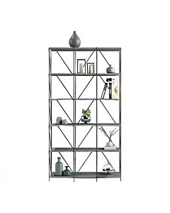 وحدة رفوف لوتي خشب ماليزي 6 ادوار  متعددة الإستخدام - رمادي