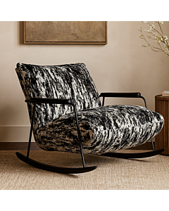 Milana Fur Rocking Recliner Chair - Black and White