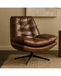 Alpha leather swivel recliner chair - brown and black