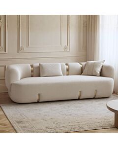 Ryan 3-Seater Sofa - Beige and Gold