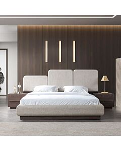 Yuka King Bedroom Set 5 Pieces - 180x200 cm - Beige and Brown