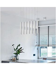 60cm White Cylindrical Pendant Light - Gu10