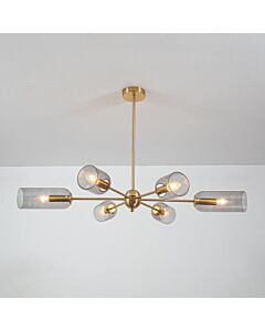 Modern 6-arm pendant light - gold