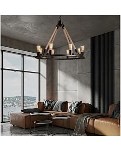 Modern Round Pendant Rope Light - Brown