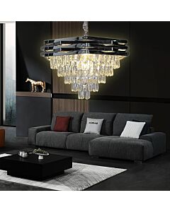 انارة معلقةشيمر مع لق كريستال فضي E14x9L قطر 60 سم