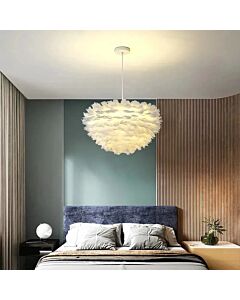 E27X3 White Feather Pendant Light 60Cm