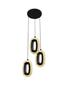 Modern Black Pendant Light 3 Lights 25 Watts Triple