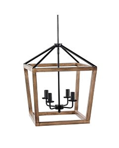 Metal Pendant Light with Four Lamps - Brown