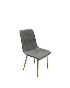Fabric Dining Chair with Iron Legs - Grey and Gold