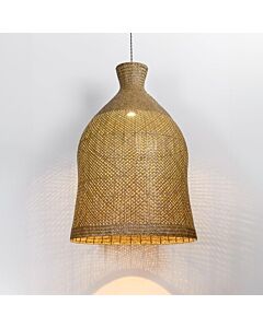 50Cm Curved Rattan Pendant Light - Beige