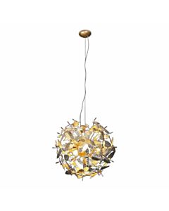 14-Light Round Leaf Pendant Light - Gold