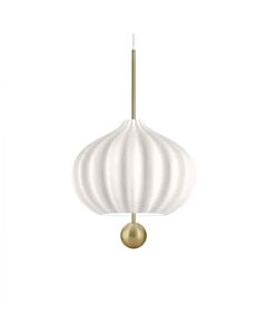 Modern Turban Pendant Light - Gold and Milky Glass