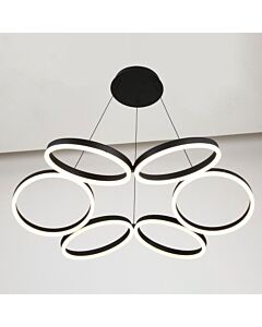6-Ring Pendant Light 80W Black