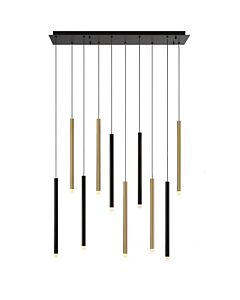 10-Tube Pendant Light - Gold and Black