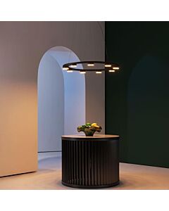 Black Spot Pendant Chandelier with Romalite Circular 80Cm