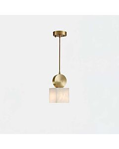 Square Spanish Marble Pendant Light - White and Gold