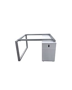 Work desk for two people without table top - silver and white