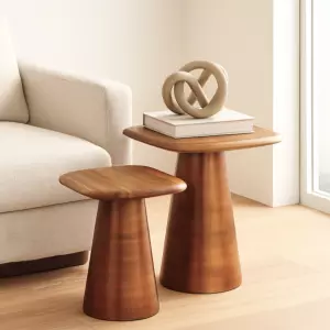 طقم طاولتين جانبية اساد - بني ونحاسي