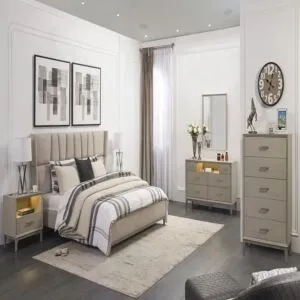 طقم غرفة نوم بلاكين حجم ملكي 193X203 سم - بيج فاتح