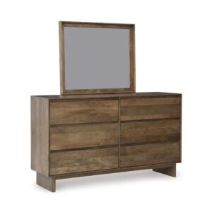 تسريحة مع مرآة إيسانتي - 6 ادراج - بني