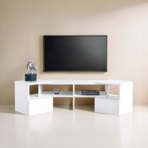 طاولة تلفزيون توين إلم كوڤ خشبية - أبيض