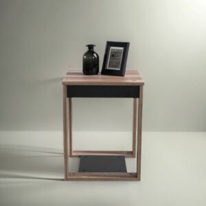 طاولة جانبية كوستا آرمتشير إلم كوف خشبية رمادي و أسود - 60x46x46 سم