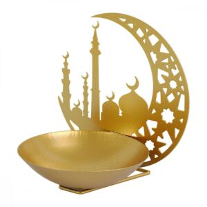 وعاء تقديم مع استاند هلال رمضان كوين - ذهبي