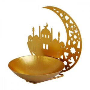 وعاء تقديم مع استاند هلال رمضان مونل - ذهبي