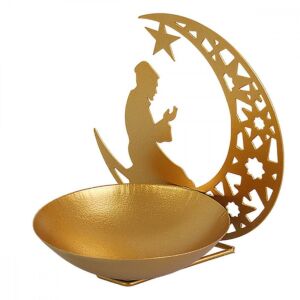 وعاء تقديم مع استاند هلال رمضان بيوتي - ذهبي