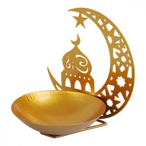 وعاء تقديم مع استاند هلال رمضان هارو - ذهبي
