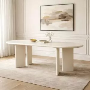 طاولة طعام من مجموعة ريفان - 8 اشخاص - كريمي