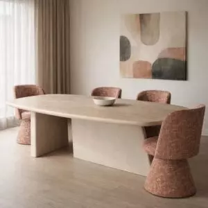 طاولة طعام بأرجل متعامدة جوليانا - 8 اشخاص - بيج