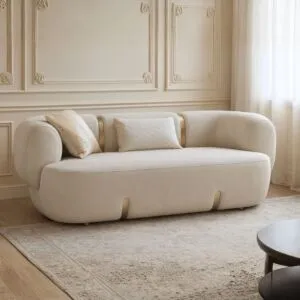 كنبة مقعدين ريان - بيج وذهبي