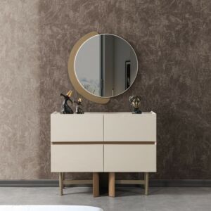 Regance Dressing Table with Mirror - Cream and Brown
