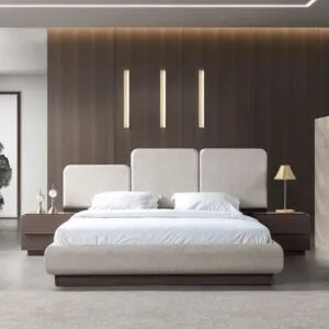 طقم غرفة نوم كينغ 5 قطع يوكا - 180×200 سم - بيج وبني