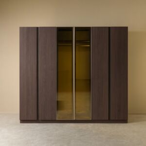 دولاب ملابس 6 أبواب يوكا مقاوم للكسر - بني