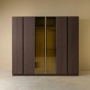 دولاب ملابس 6 أبواب يوكا مقاوم للكسر - بني