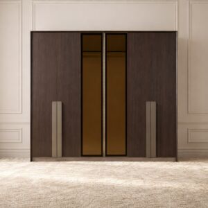 دولاب ملابس غير قابل للكسر روما 6 أبواب - بني غامق وبيج