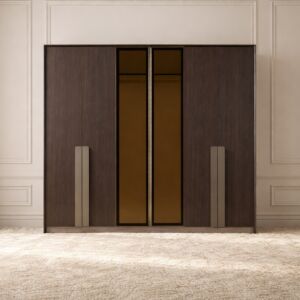 دولاب ملابس غير قابل للكسر روما 6 أبواب - بني غامق وبيج